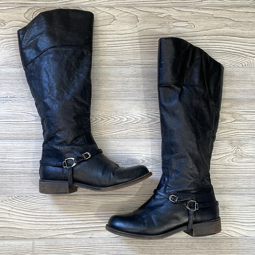 Shoemint Black Upper Leather Zip Up Boots